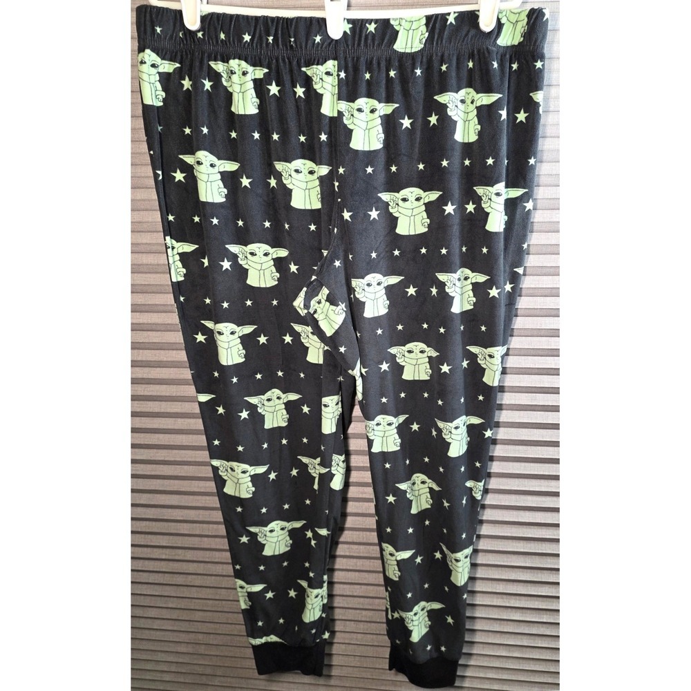 Lucasfilm Star Wars Grogu Baby Yoda Pajama Pants Womens XL 16 18 Black Green